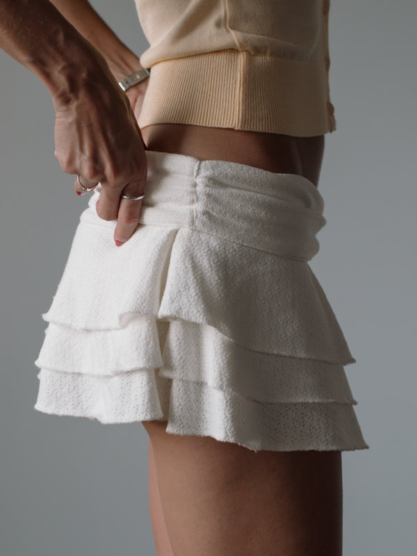 RUFFLES MINI SKIRT - SOFT WHITE