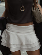 RUFFLES MINI SKIRT - SOFT WHITE