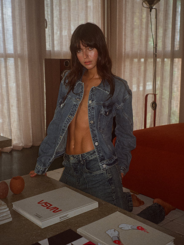 OVERLAY DENIM JACKET - CLASSIC BLUE