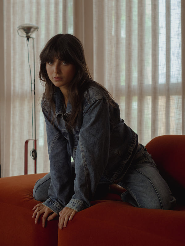 OVERLAY DENIM JACKET - CLASSIC BLUE