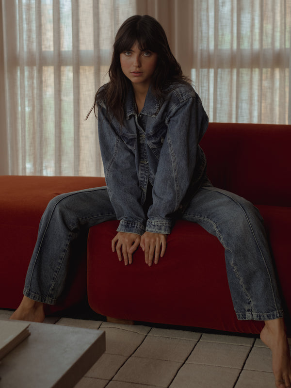 OVERLAY DENIM JACKET - CLASSIC BLUE