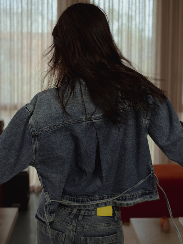 OVERLAY DENIM JACKET - CLASSIC BLUE