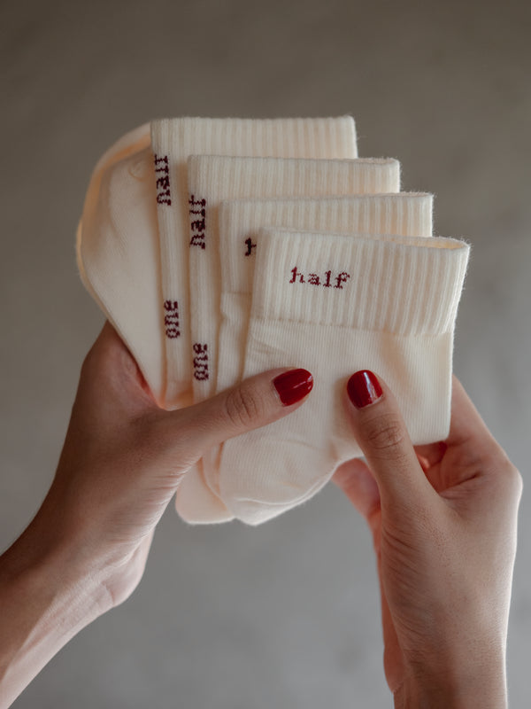 RIB AND ROUND SOCKS PACK X2 - CREAMY & RED