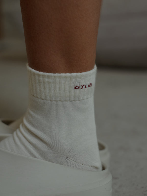 RIB AND ROUND SOCKS PACK X2 - CREAMY & RED