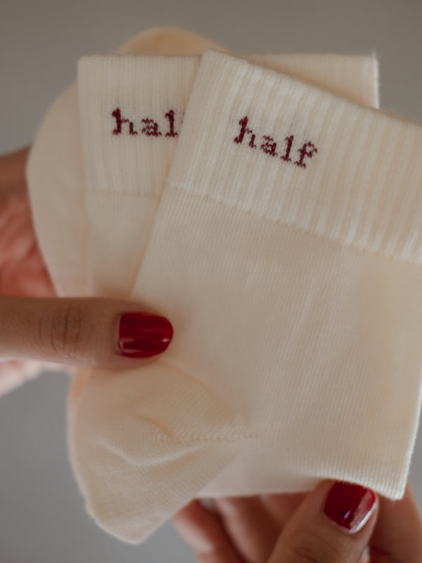 RIB AND ROUND SOCKS PACK X2 - CREAMY & RED