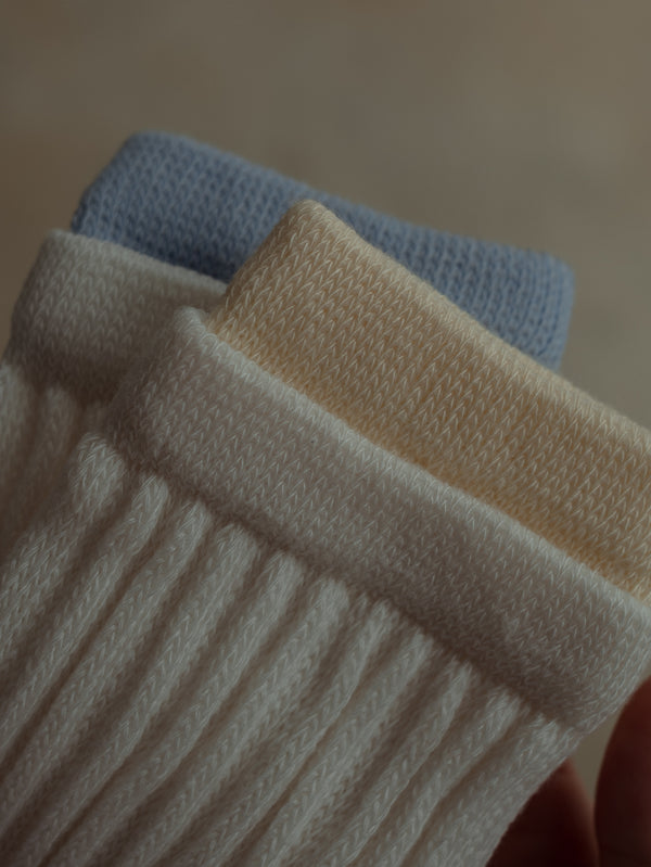 MIDI LAYERING SOCKS PACK X2 - BABY BLUE & BUTTER YELLOW
