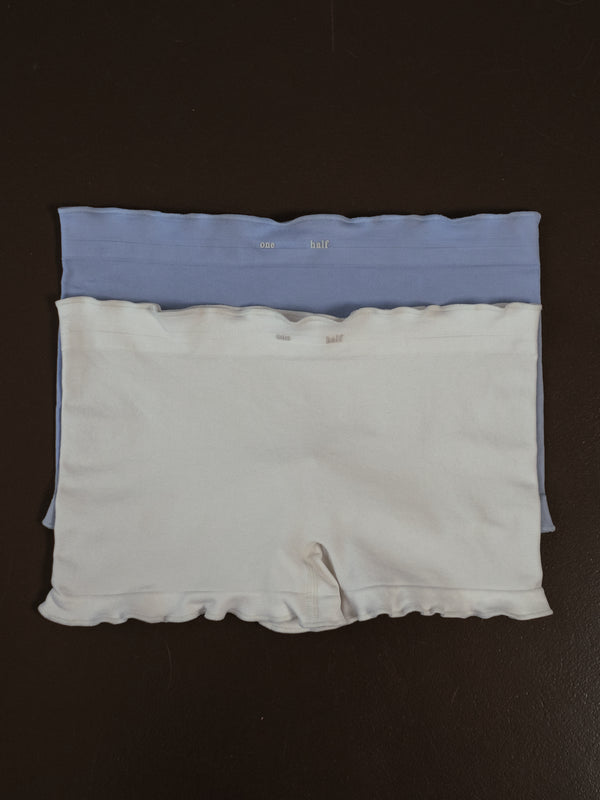 RUCHED SEAMLESS MINI BOXER PACK X2 - SOFT WHITE & BABY BLUE
