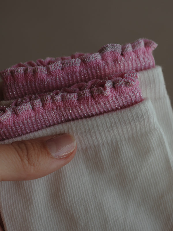 GIRLY LAYERING SOCKS PACK X2 - SHINY PINK & GRAY