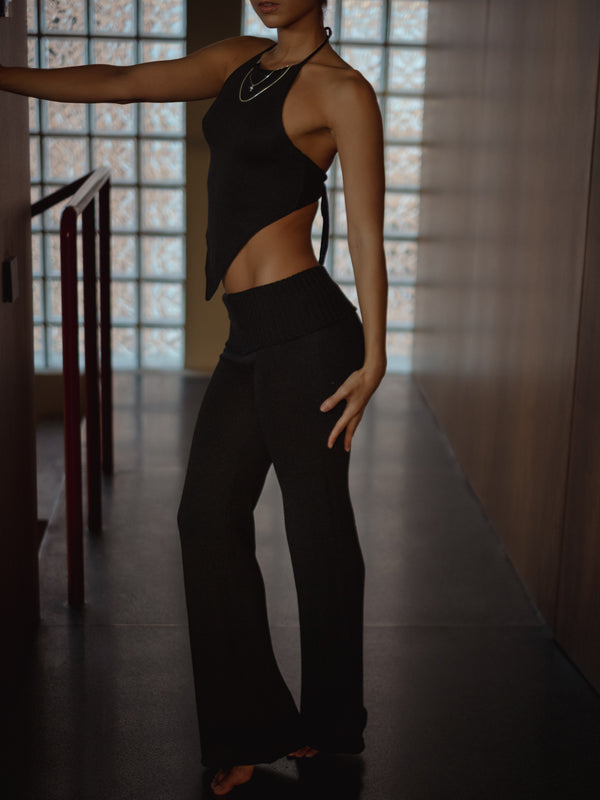 KNIT FLARE PANT - BLACK