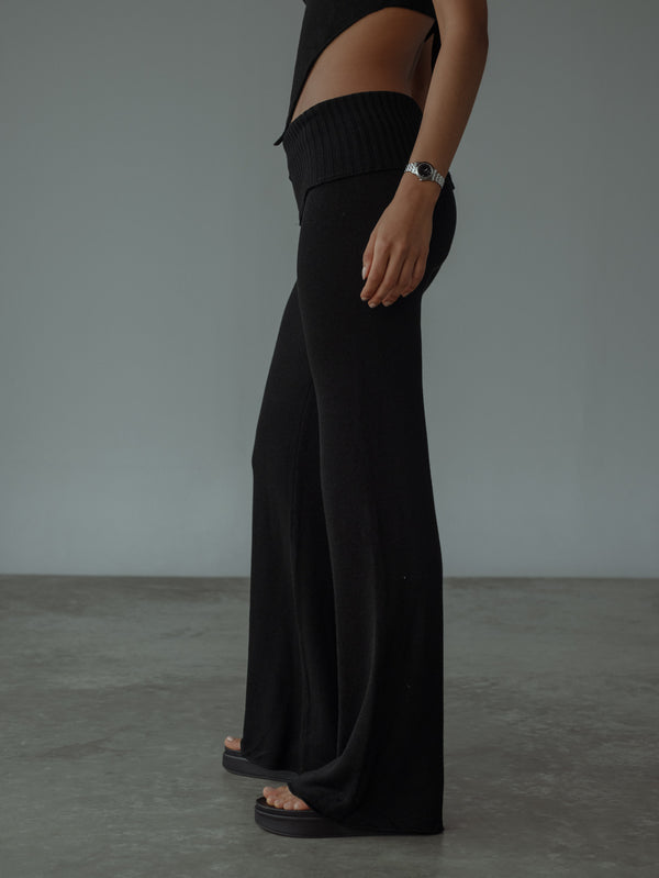 KNIT FLARE PANT - BLACK