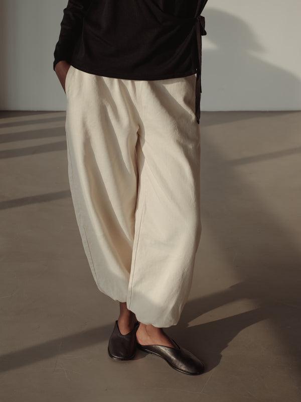 BALLOON FLOWY PANTS - NATURAL