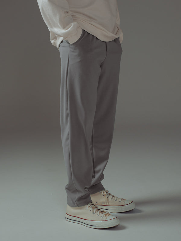 PLEATED FLOWY TROUSER - LIGHT GRAY