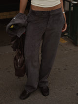 CORD STRAIGHT TROUSER - DEEP BROWN