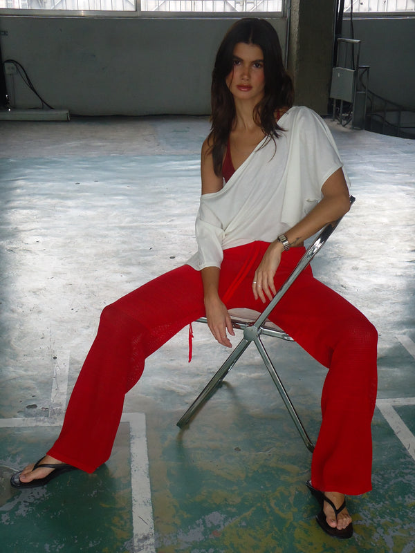 CLASSIC KNIT PANT - ROBUST RED