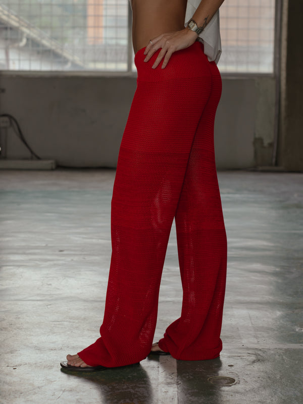 CLASSIC KNIT PANT - ROBUST RED