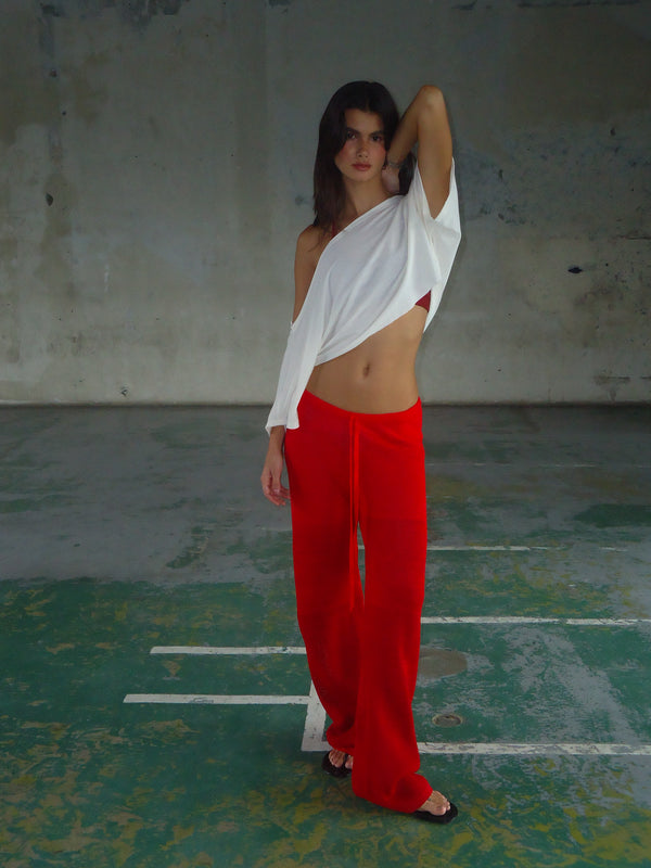 CLASSIC KNIT PANT - ROBUST RED