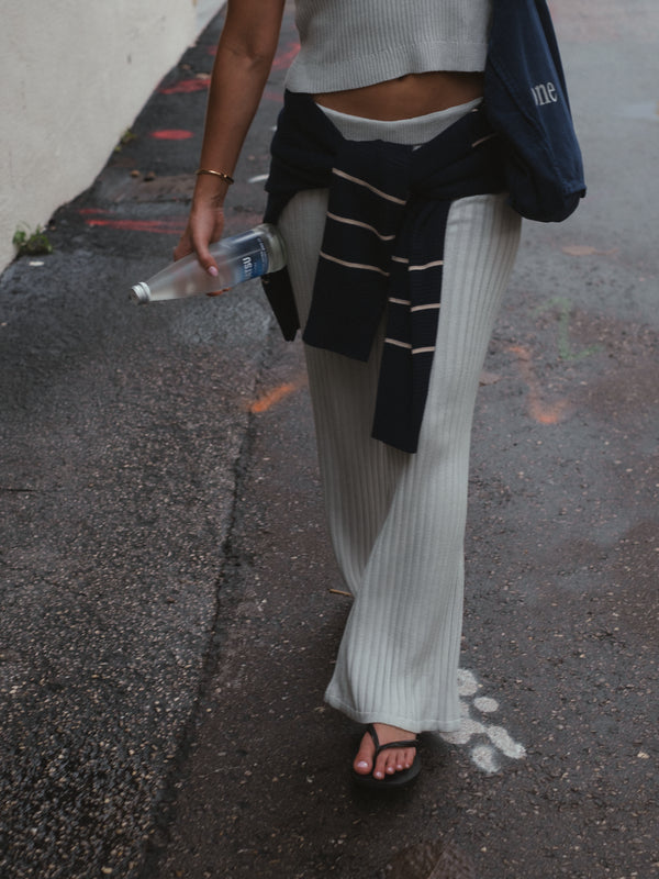 SAUNA KNIT PANTS - LIGHT GRAY