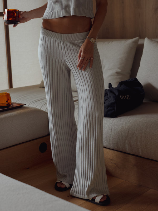 SAUNA KNIT PANTS - LIGHT GRAY