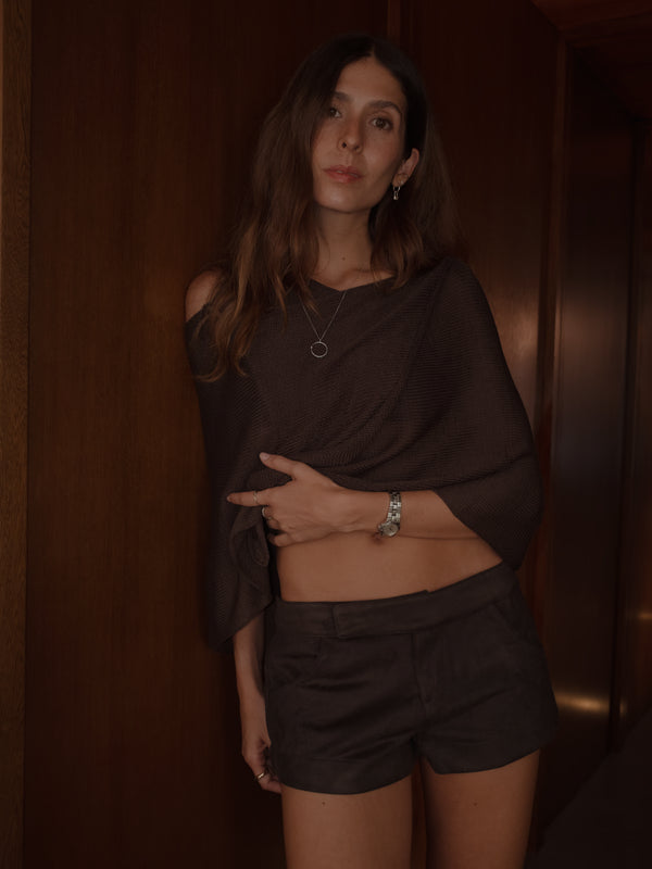 KNIT PONCHO - ESPRESSO