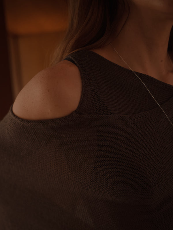 KNIT PONCHO - ESPRESSO