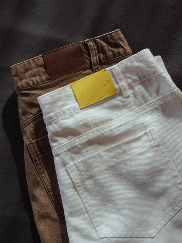 MID DENIM JORTS - SOFT WHITE