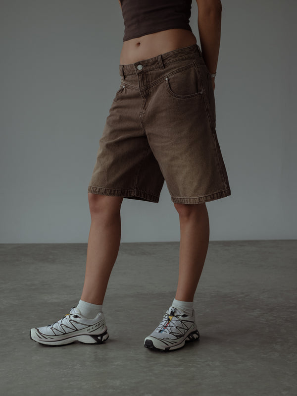 DOUBLE WAISTBAND JORT - ESPRESSO