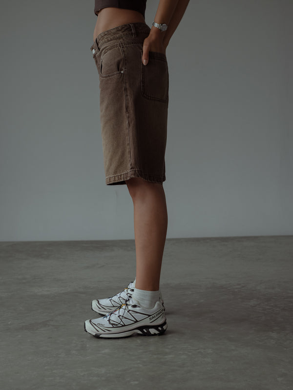 DOUBLE WAISTBAND JORT - ESPRESSO