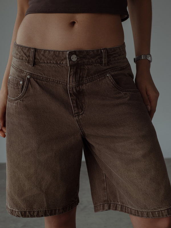 DOUBLE WAISTBAND JORT - ESPRESSO