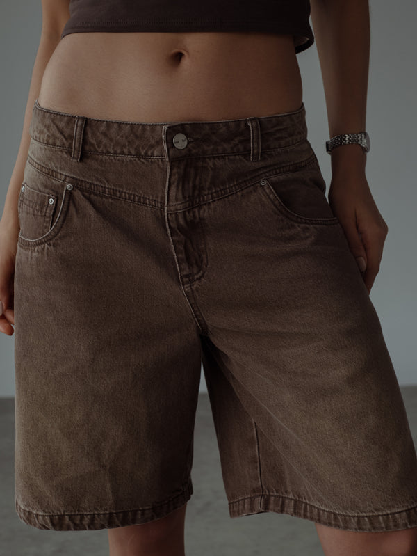 DOUBLE WAISTBAND JORT - ESPRESSO