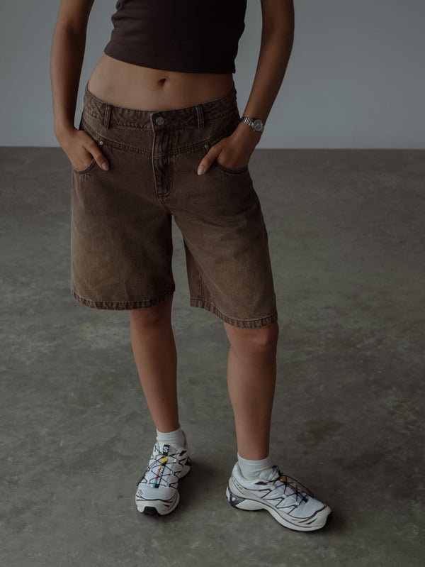 DOUBLE WAISTBAND JORT - ESPRESSO