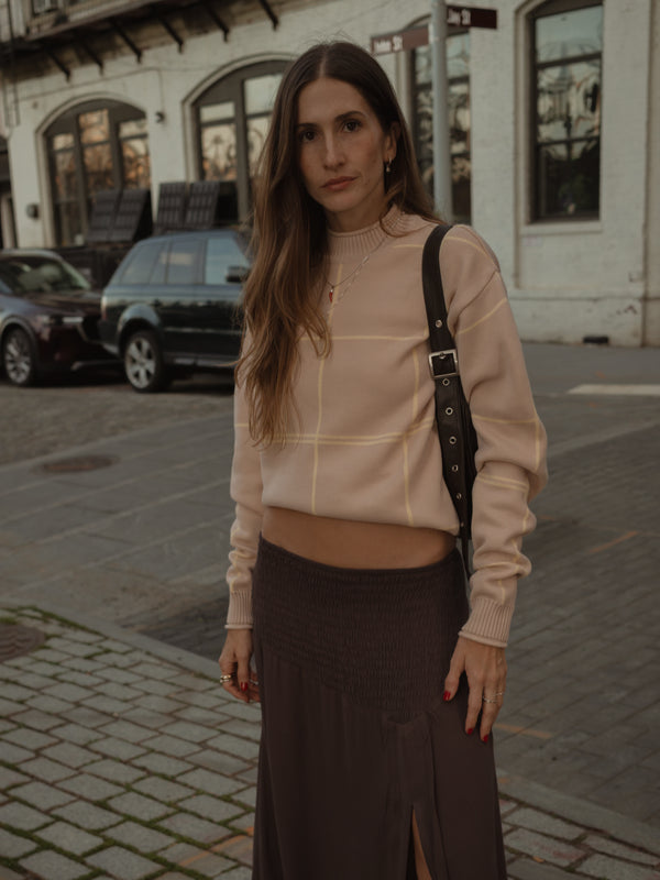 GRID SWEATER - NATURAL & CELESTIAL YELLOW