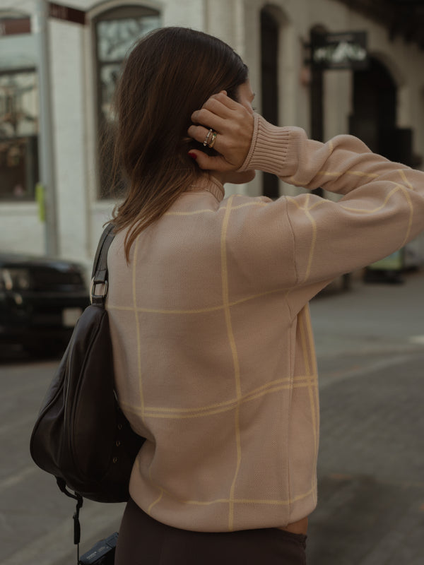 GRID SWEATER - NATURAL & CELESTIAL YELLOW