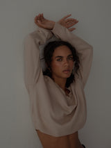 ONE HALF V-NECK KNIT SWEATER - NATURAL COTTON
