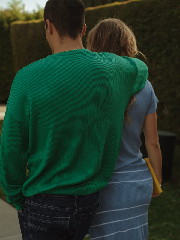 BASIC TEXTURE KNIT SWEATER - BRIGHT GREEN