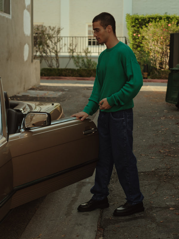 BASIC TEXTURE KNIT SWEATER - BRIGHT GREEN