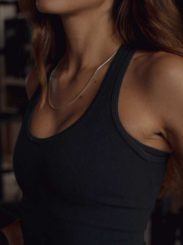 V NECK SEAMLESS TANK TOP - SHADOW