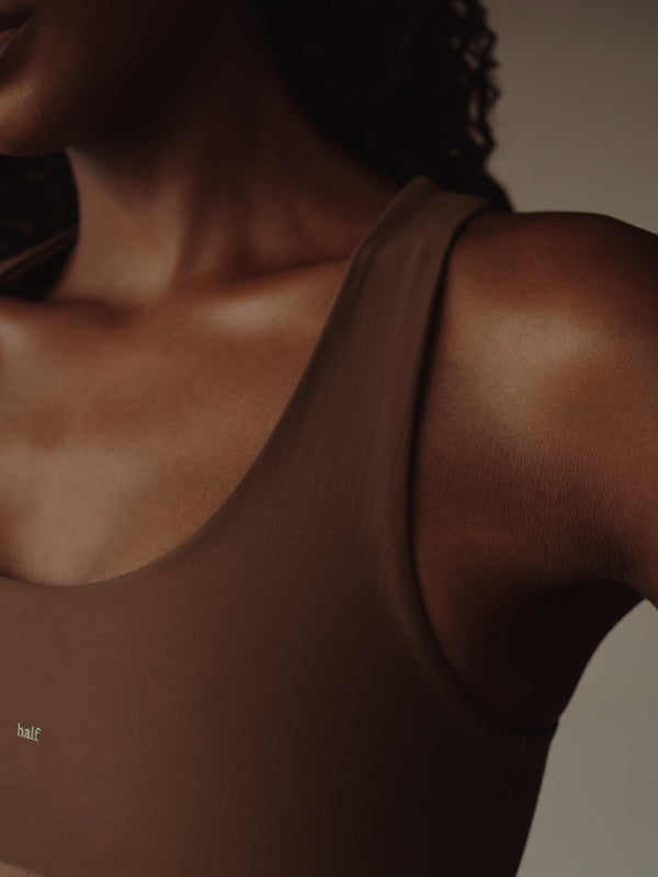 OPEN BACK ASYMMETRIC TOP - SEPIA