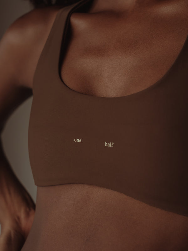 OPEN BACK ASYMMETRIC TOP - SEPIA