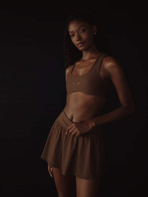 OPEN BACK ASYMMETRIC TOP - SEPIA