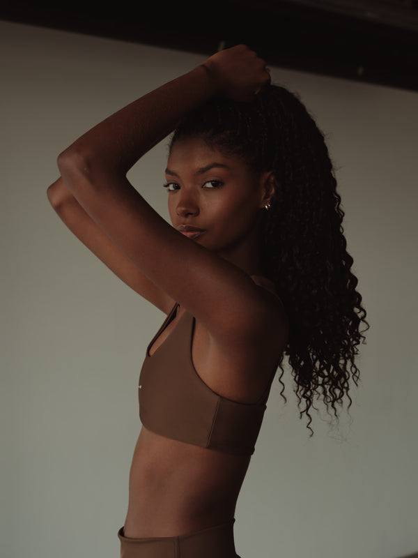 OPEN BACK ASYMMETRIC TOP - SEPIA