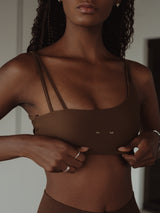 DOUBLE STRAP CROSS TOP - SEPIA