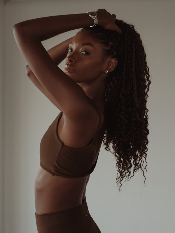 DOUBLE STRAP CROSS TOP - SEPIA