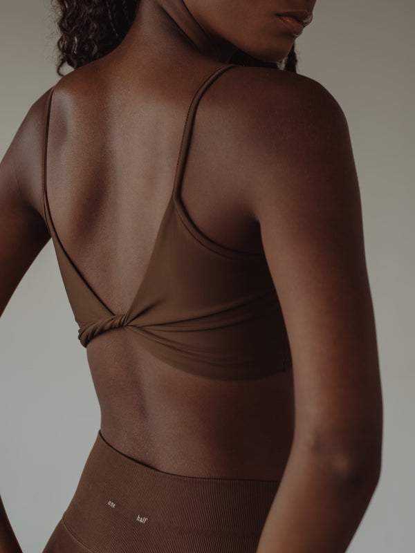 DOUBLE STRAP CROSS TOP - SEPIA