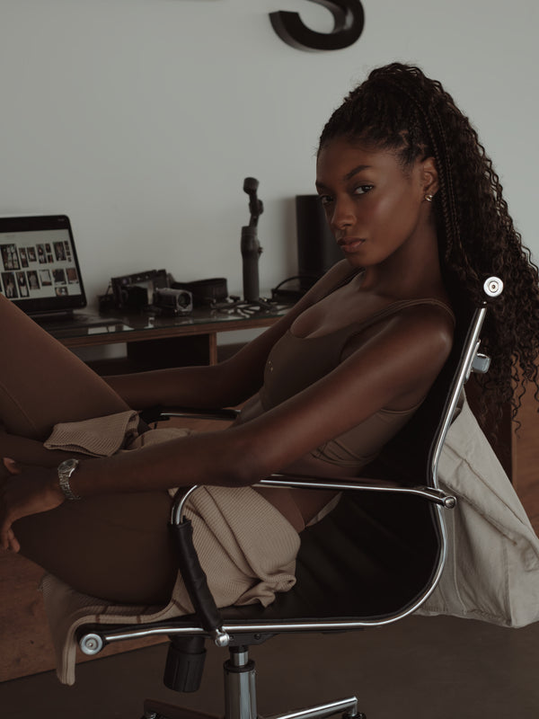 DOUBLE STRAP CROSS TOP - SEPIA