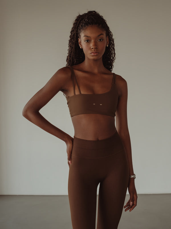 DOUBLE STRAP CROSS TOP - SEPIA