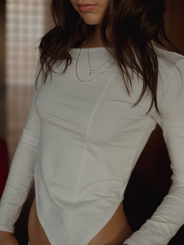 OPEN NECK LONG SLEEVE - SOFT WHITE