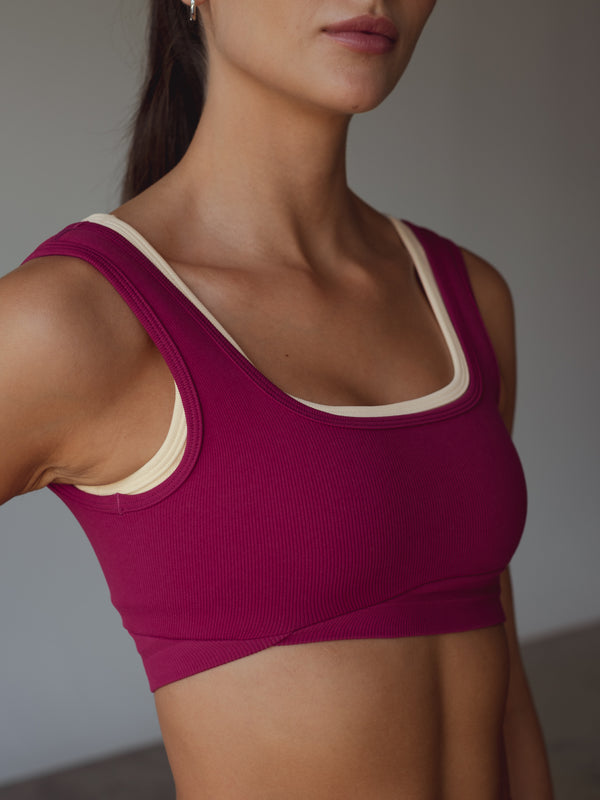 DIAGONAL SEAMLESS TOP  - RASPBERRY