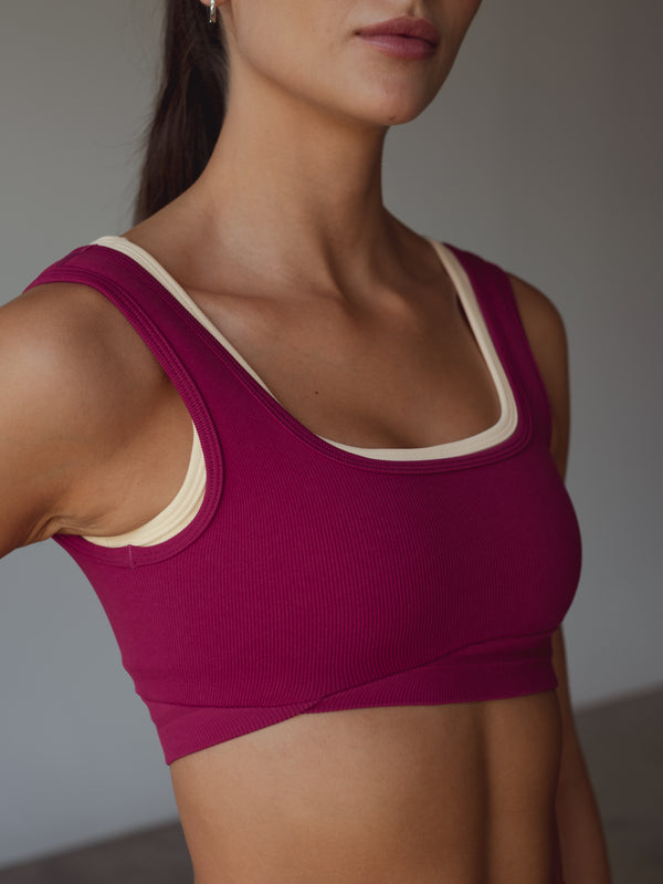 DIAGONAL SEAMLESS TOP  - RASPBERRY