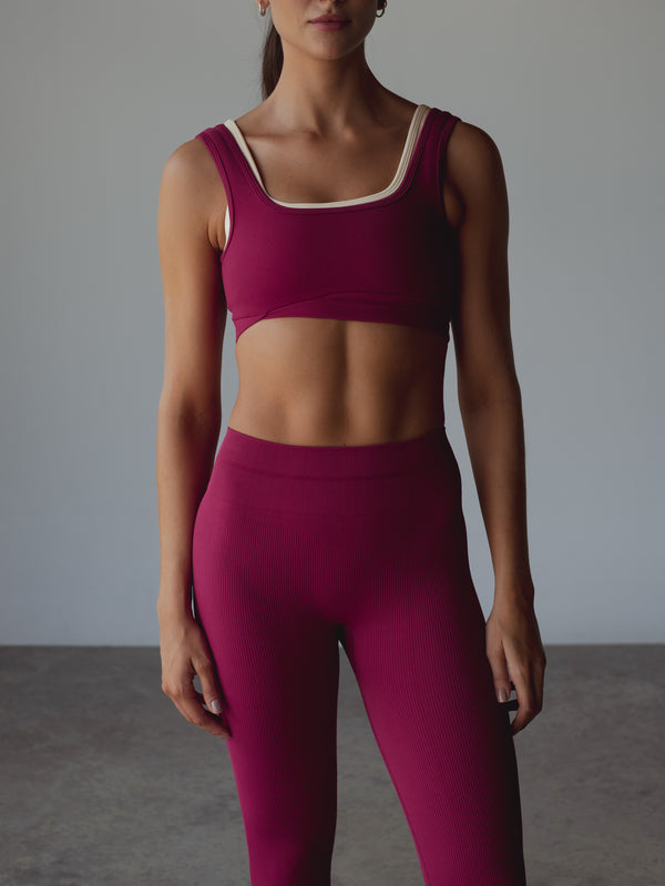 DIAGONAL SEAMLESS TOP  - RASPBERRY