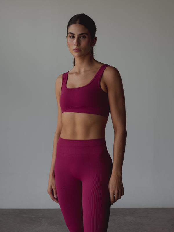 DIAGONAL SEAMLESS TOP  - RASPBERRY